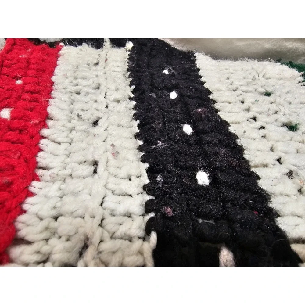 Vintage Large Colorful Crocheted Afghan Blanket Throw 26x51 Handwoven Grannycore